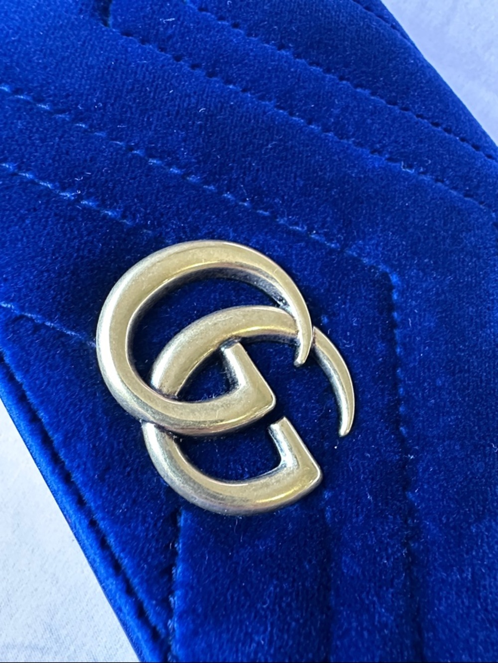 Gucci Double G Marmont Mini Bag in Blue Suede - Picture 11 of 11